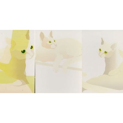 Cat Cats White Sculpture Statue Set of 3 Modern Art Postcard s