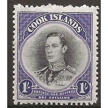 Cook Islands 1944 SG143 1/- Black & Violet Mounted Mint .