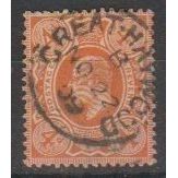 SG:: 239 used 22.11.1909 Cat £ 140.00 Orange Brown