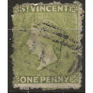 St Vincent 1880 SG29 1d Olive-Green Good Used Filler (nick) ..