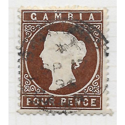 GAMBIA 1880 CLASSIC 4d BROWN WMK CC SIDEWAYS LEFT USED SG15Aw 15Aw SG