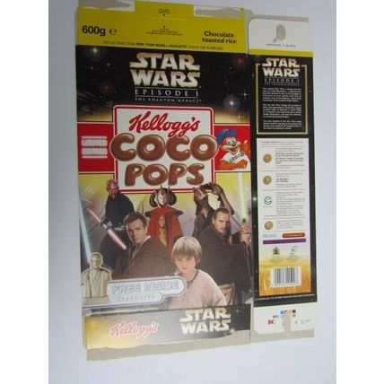 Kellogg`s Coco Pops 1999 Star Wars Cereal Box Statuettes Box only 600g