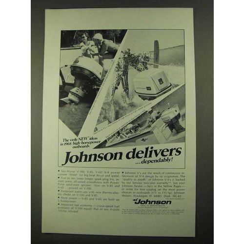 1968 Johnson Sea-Horse Outboard Ad - V-85, 65, V-100