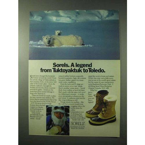1984 Kaufman Sorels Boots Ad - Tuktoyaktuk to Toledo