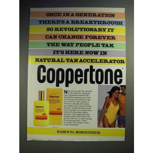 1986 Coppertone Natural Tan Accelerator Ad