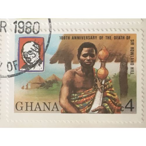 Ghana 1980 Rowland Hill C4 Chief Gold Ivory Staff Used SG892 Sc707 postage stamp