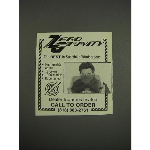 1990 Zero Gravity Windscreens Ad - the Best in Sportbike Windscreens