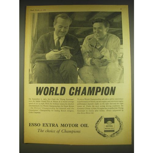 1963 Esso Extra Motor Oil with Jim Clark Ad - World Champion