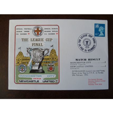 1976 Manchester City v Newcastle Dawn Football Cover No9 stamps Special Event