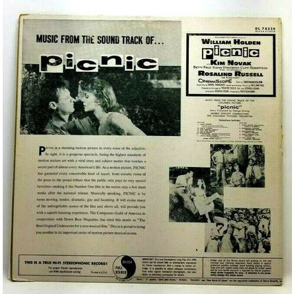 Music From The Soundtrack of Columbia Picture Picnic 1956 LP Vinyl Record (P6)