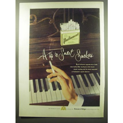 1949 Benson & Hedges Parliament Cigarettes Ad - A Tip to smart smokers