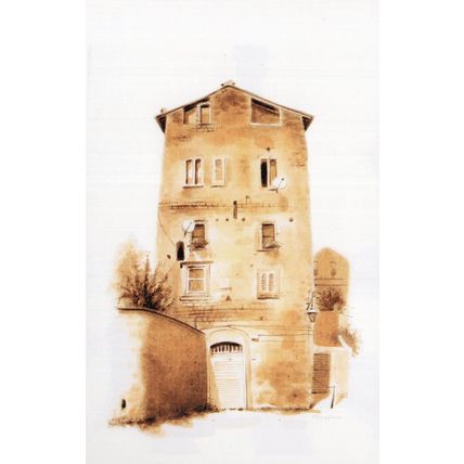 Via Della Mole Viterbo Lazio Italy Italian Sketch Painting Postcard