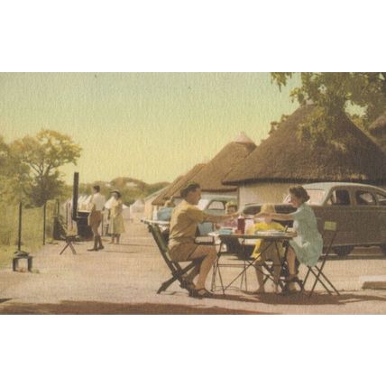 Picnic at Kruger Zoo National Park South Africa Old Oilette Postcard