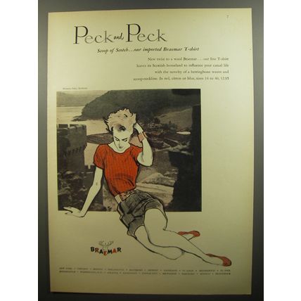 1952 Peck and Peck Braemar T-Shirt Ad - Scoop of Scotch.. our imported Braemar