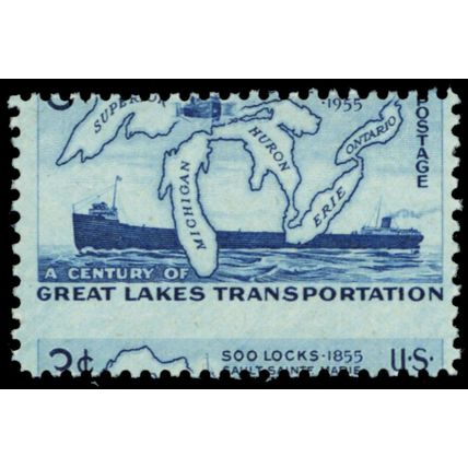 1069, Mint NH 3¢ Perfs Shifted Freak Error Great Lakes Stamp * Stuart Katz