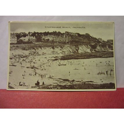 GYLLYNGVASE BEACH, FALMOUTH, CORNWALL unused postcard by E T W Dennis 1940s =