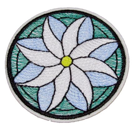Flower Iron On Patch Floral Design Motif Decoration Mosaic Style Badge P384