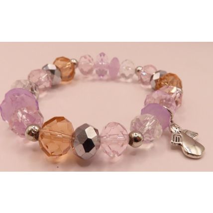 Multicoloured Crystal Bracelet Stretch Angel Charm Angels Gift Jewellery