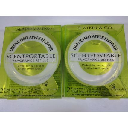 2 pks/4 disks Scentportable Refill Disk Bath & Body Works Drenched Apple Flower