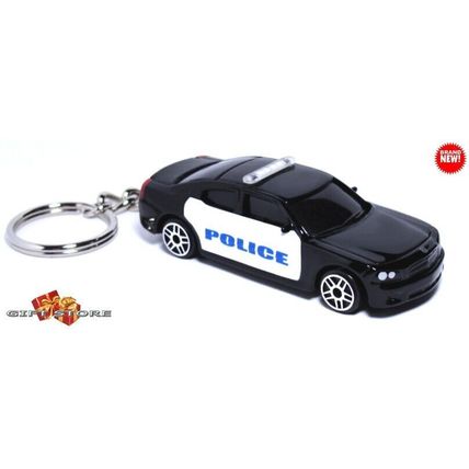 KEYCHAIN BLACK/WHITE LIKE LA POLICE PATROL DODGE CHARGER CUSTOM GREAT GIFT