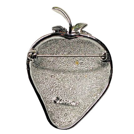 Vintage Sarah Coventry Strawberry Fruit Brooch Pin Silver Tone Signed
