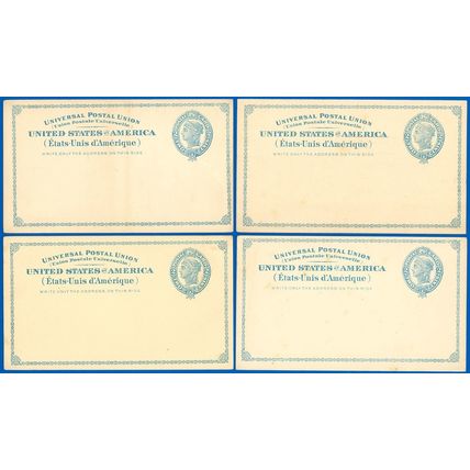 1881 Issued Mint LOT/4 #UX6 Postal Cards, Light Stains on Each, SCV $140.00!