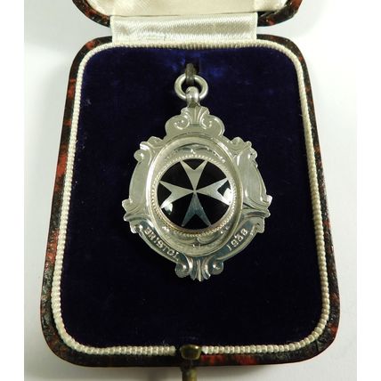Solid Silver Enamel Albert Chain Fob Medal St John Ambulance Beavis Cup 1937