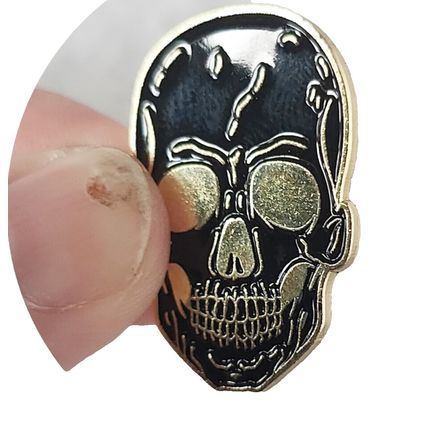 Pin Badge Skull Black & Gold Enamelled Metal 2 cm x 3 cm Gothic badges BA77