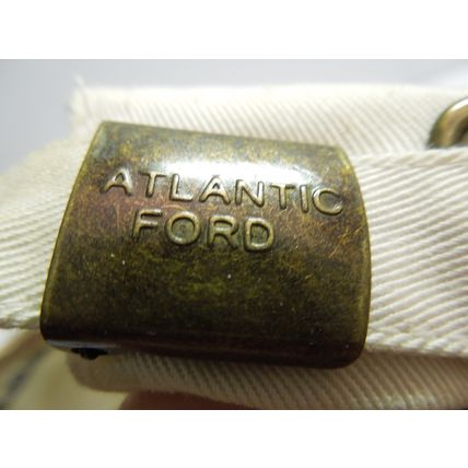 ATLANTIC FORD Baseball Hat White & Blue Adjustable USA Flag Vent holes