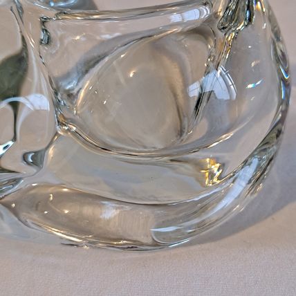 Indiana Glass Heavy 2 Clear CRYSTAL SLEEPING CAT Votive tea light Candle Holder