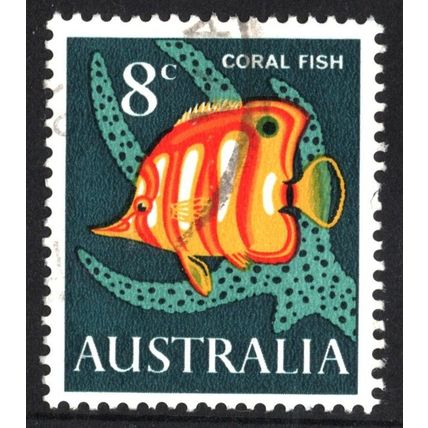 AUSTRALIA 1966: MARINE LIFE DEFINITIVES - 8c CORAL FISH USED (G2)