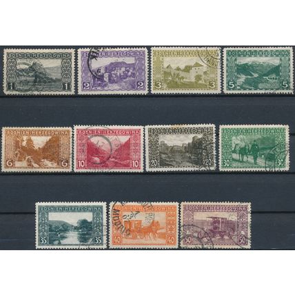 Definitive: 11 Values P12½ - Bosnia Herzegovina 1906 -FH - MiNr 29/35, 37/9 & 41