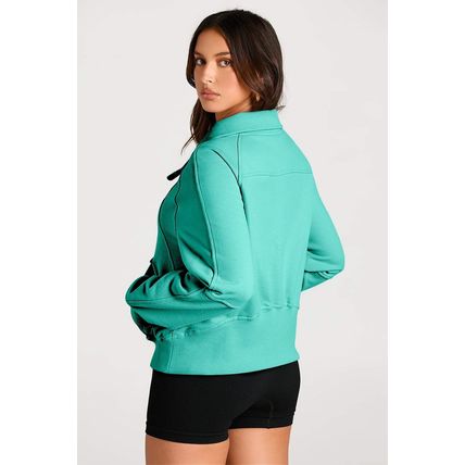 Aruba Blue Quarter Zip Stand Neck Kangaroo Pocket Sweatshirt