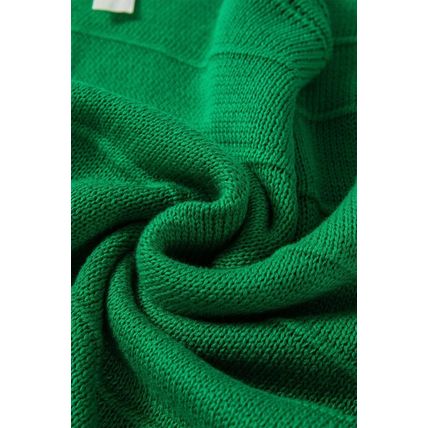 Bright Green Bow Knot Cut Out Round Neck Loose Sweater