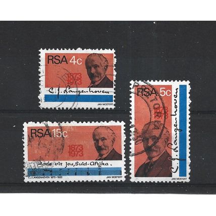 SouthAfrica.Birth Centenary of C. J. Langenhoven set of 3.Fine Used.Aug25a