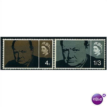 1965 SG661p-662p Churchill PHOSPHOR Set Mounted-Mint