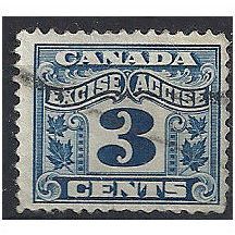 Canada c1900 3c Blue Excise Duty Fine Used ..