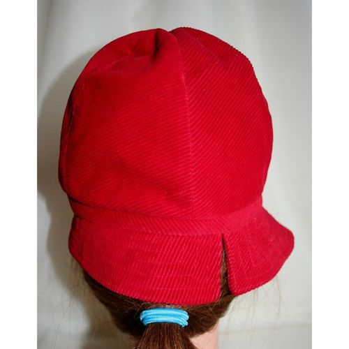 Womens Vintage 1960 1970 Red Corduroy Cloche Hat Women