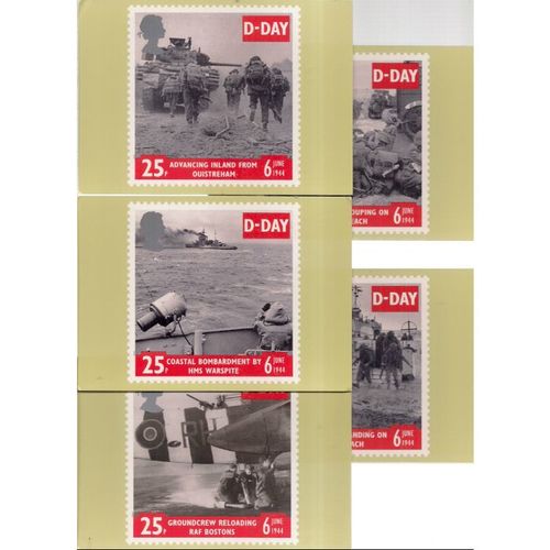 D-DAY set of 5 issued 1994 by Post office postcard stamps