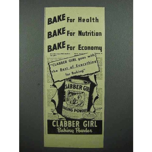 1944 Clabber Girl Baking Powder Ad - Bake for Health
