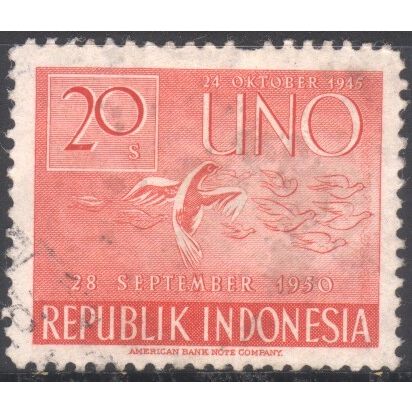 Indonesia 1951 - SG662 - 20s orange - Doves (U.N. Day) - used
