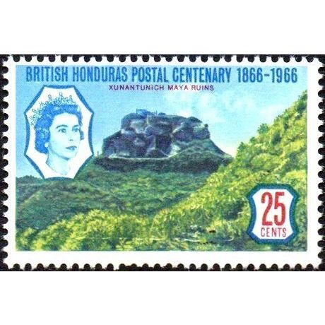 British Honduras 1966 Stamp Centenary 25c Maya Ruins Mounted Mint MM SG 238