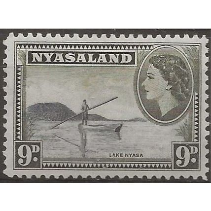 Nyasaland (BCA) 1953 SG181 9d Black & Deep Olive Mounted Mint . .. .