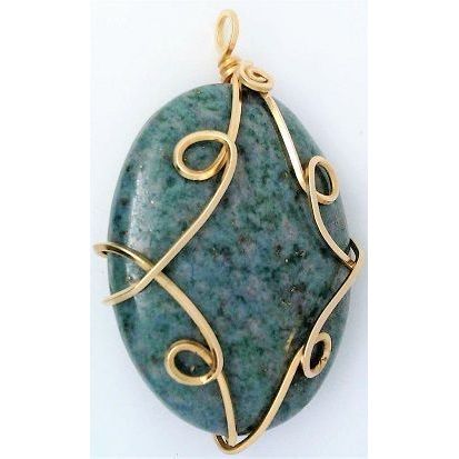 Dumortierite Gold Wire Wrap Gemstone Pendant 61