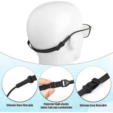 6 Pcs Adjustable Glasses Strap Silicone Lanyard Sunglasses Cord Black UK Stock