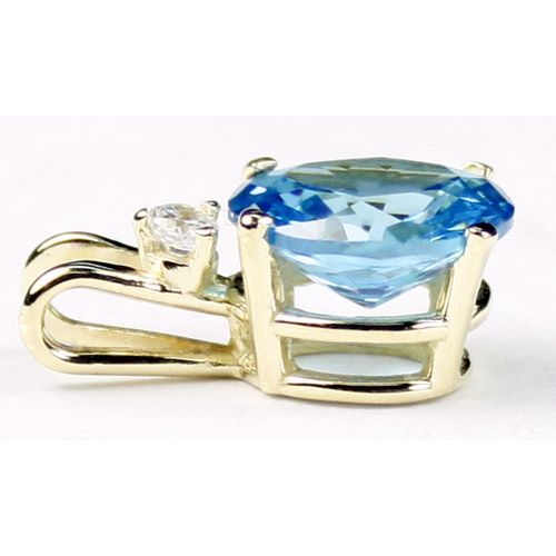 Swiss Blue Topaz, 14KY Gold Pendant, P020