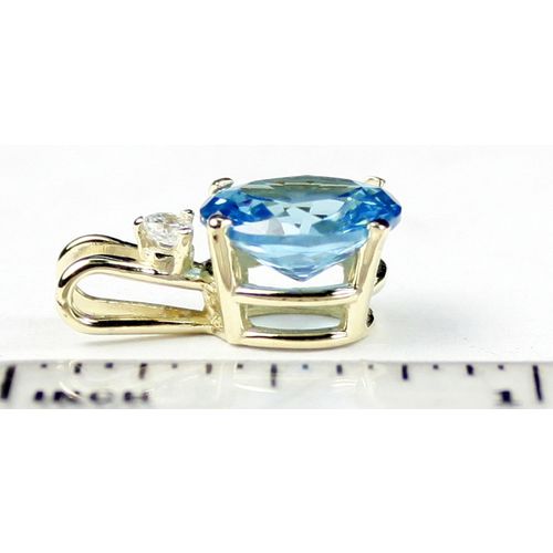 Swiss Blue Topaz, 14KY Gold Pendant, P020