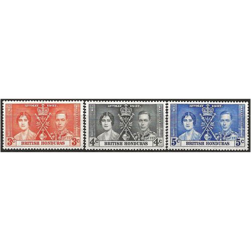British Honduras 1937 Coronation Set SG147-149 Mounted Mint . ..
