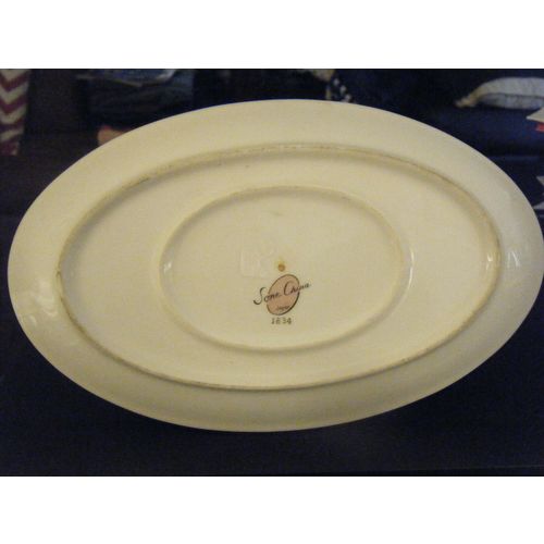 Vintage Sone Pink Thistle Gravy Boat w/Attached Underplate