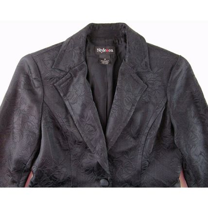 NWT Style & Co Women's Dressy Black Floral Jacquard Lined Blazer Jacket, 10, $90